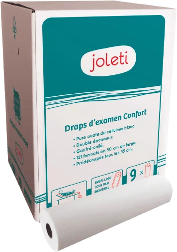 Joleti-Untersuchungstuch aus 2-lagiger, gewaffelter und geklebter Watte (9 Rollen)