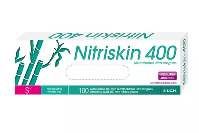 50 unsterile Untersuchungshandschuhe NITRILE ,extra-lange Manschette 400 Nitriskin LCH 