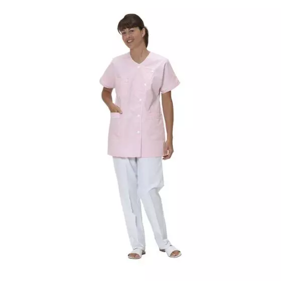 Damenkasack Rosa/Weiß paspeliert Taffa Mulliez
