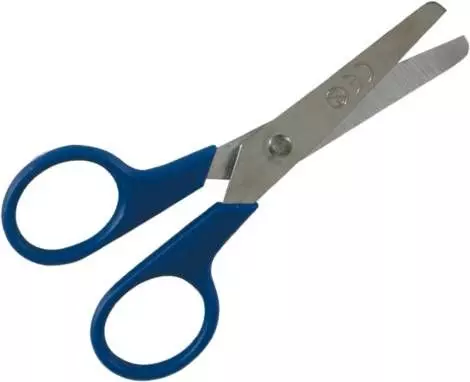 Sterile Kunststoffschere mit abgerundeten Spitzen von Euromedis (Packung mit 100 Stück)